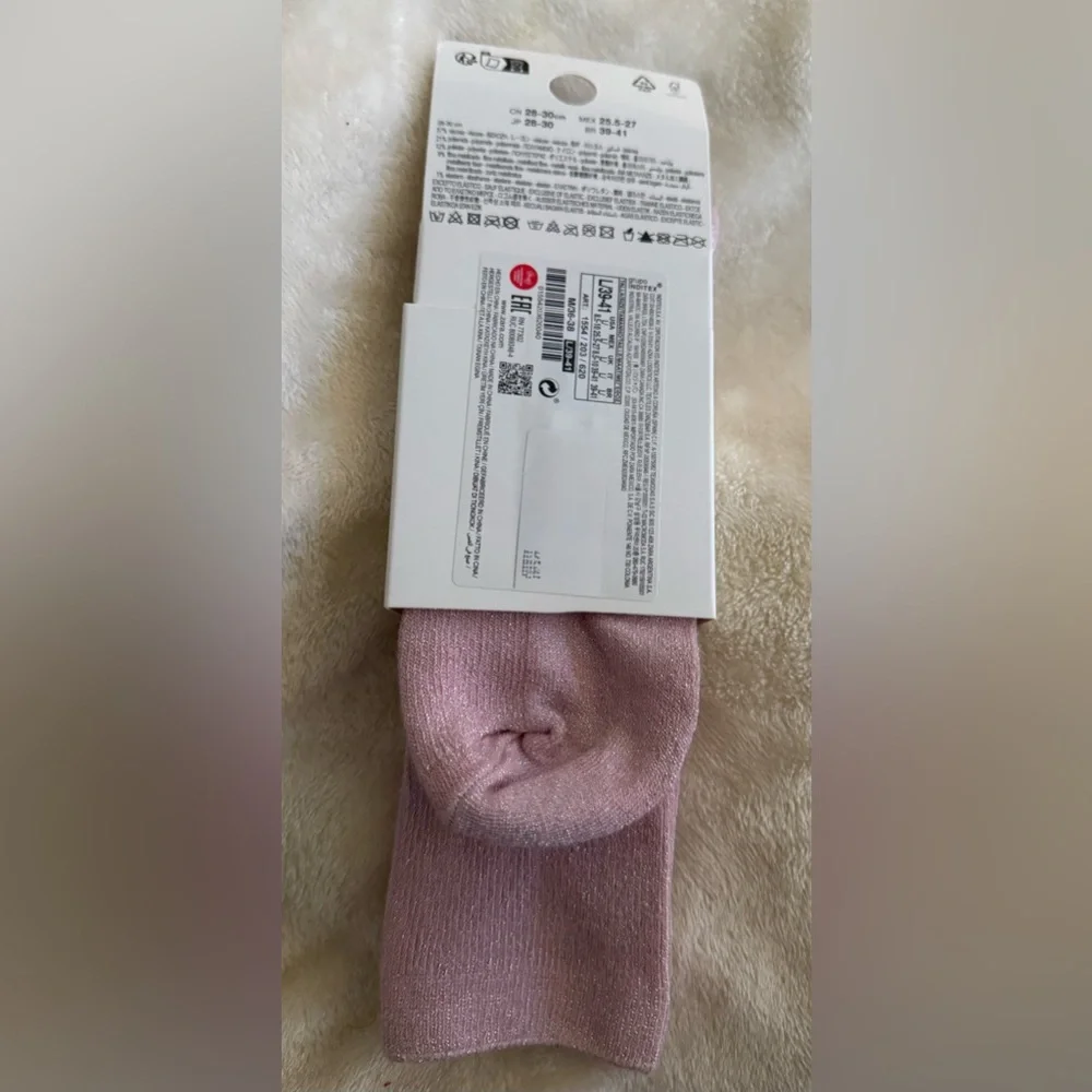 Zara Pink Metallic Blend Socks | Mid-Calf | Medium | Trendy | NWT
